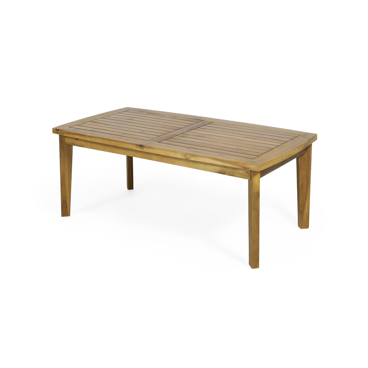 Outdoor Rectangular Coffee Table with Slat Design – Light Brown