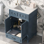 Bathroom Vanity with Sink and Storage Cabinet - White, Blue, or Dark Green