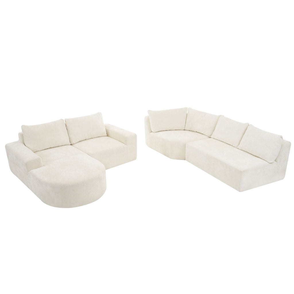 Modular Cloud Sectional Sofa Set with Deep Seating - Choose Beige, Dark Gray, or Dark Brown