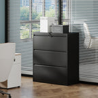 Black Lateral File Cabinet with Heavy Duty Locking Drawers