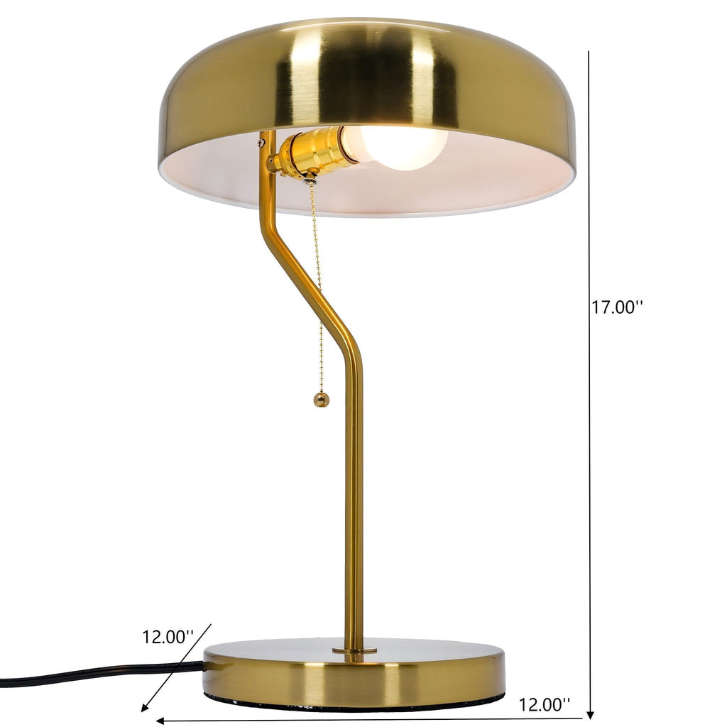 Gold Bedside Nightstand Table Lamp with Pull Chain Switch