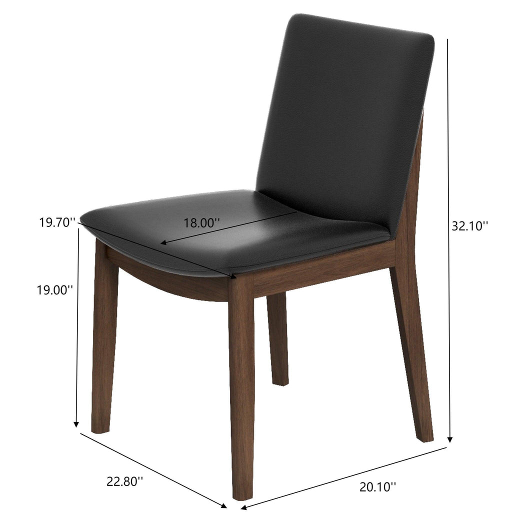 Mid-Century Modern Solid Wood Dining Chair Set with Fabric Upholstery - Multiple Colors