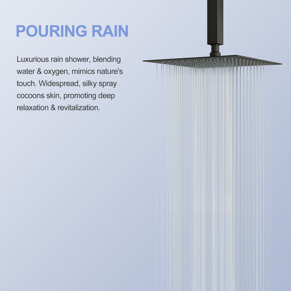 10" Square Rainfall Shower Head with 360° Adjustability – Multiple Colors
