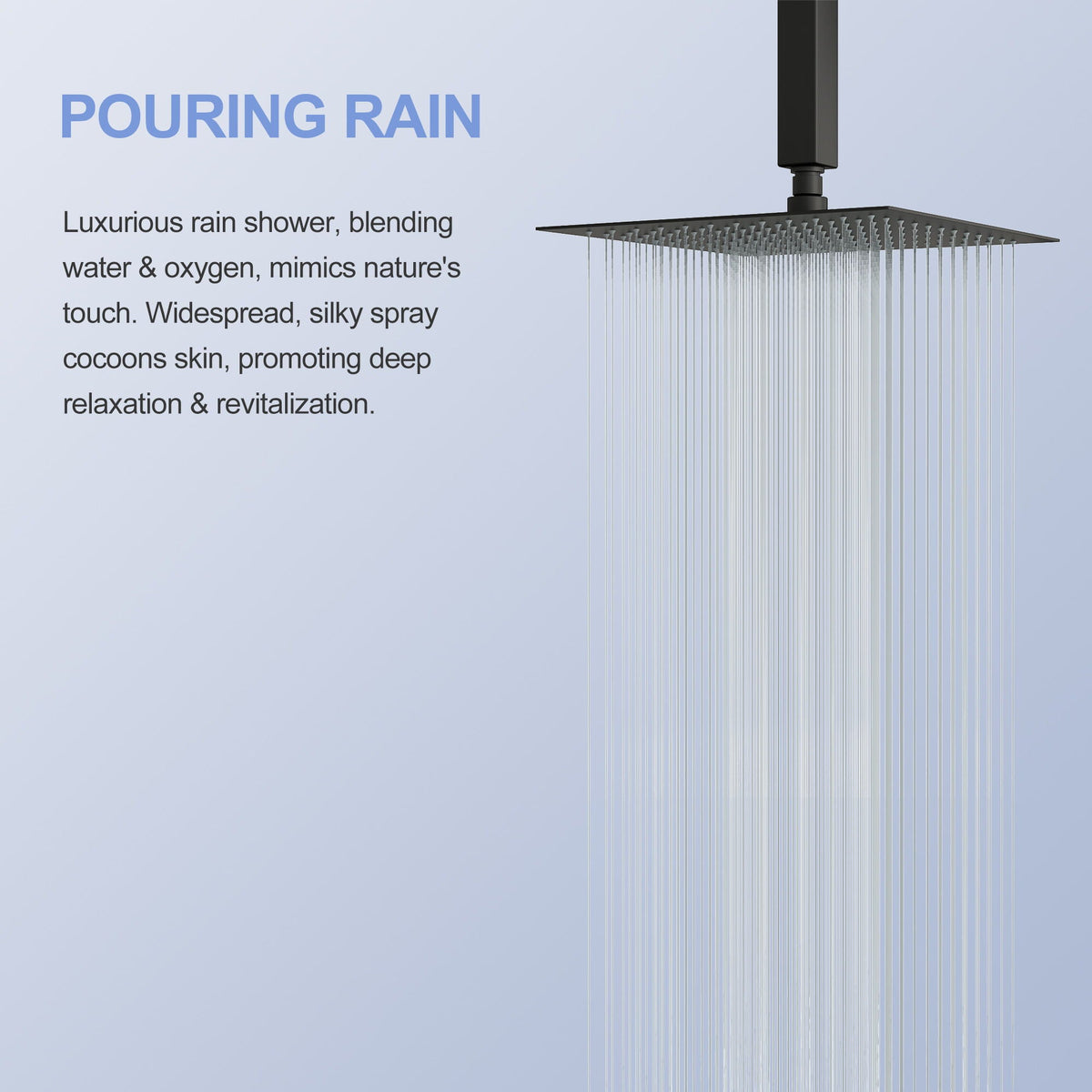 10" Square Rainfall Shower Head with 360° Adjustability – Multiple Colors