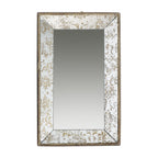 Antique Rectangle Mirror with Floral Accents - Pearl Silver