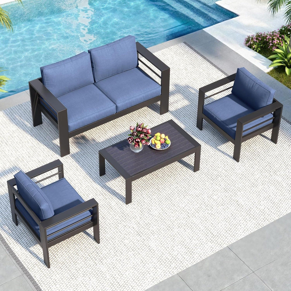 All-Weather Outdoor Patio Set with Thick Cushions - Multiple Colors