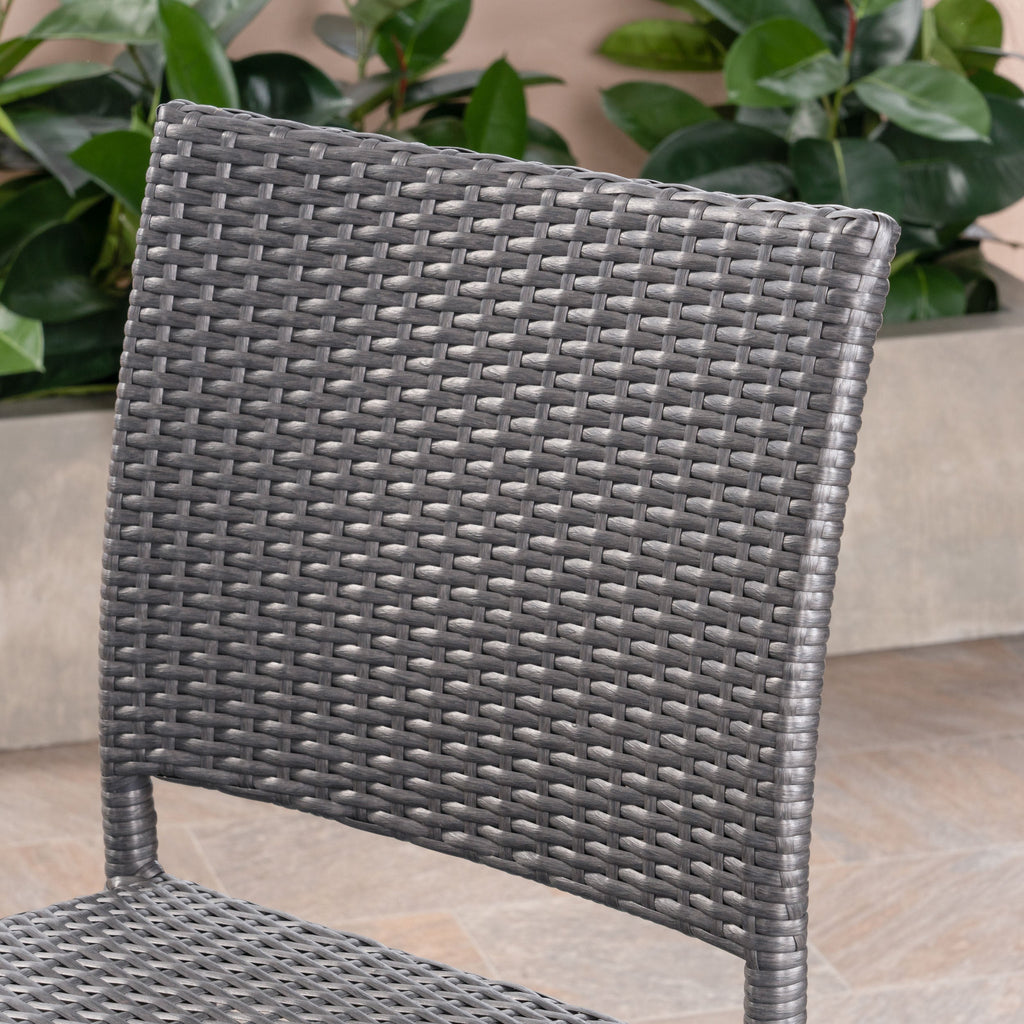 29" Outdoors PE Rattan Armless Barstools with Woven Finish - Grey