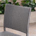 29" Outdoors PE Rattan Armless Barstools with Woven Finish - Grey