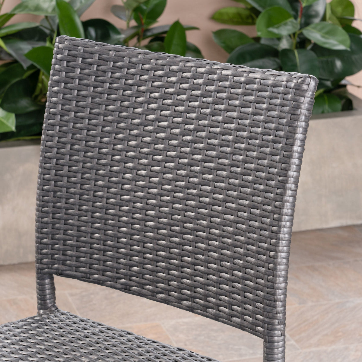 29" Outdoors PE Rattan Armless Barstools with Woven Finish - Grey