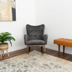 Alistair Rocking Chair with Solid Wood Frame - Brown / Dark Gray