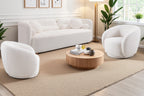 Luxury Modern Sofa Couch with Boucle Fabric - White/Beige