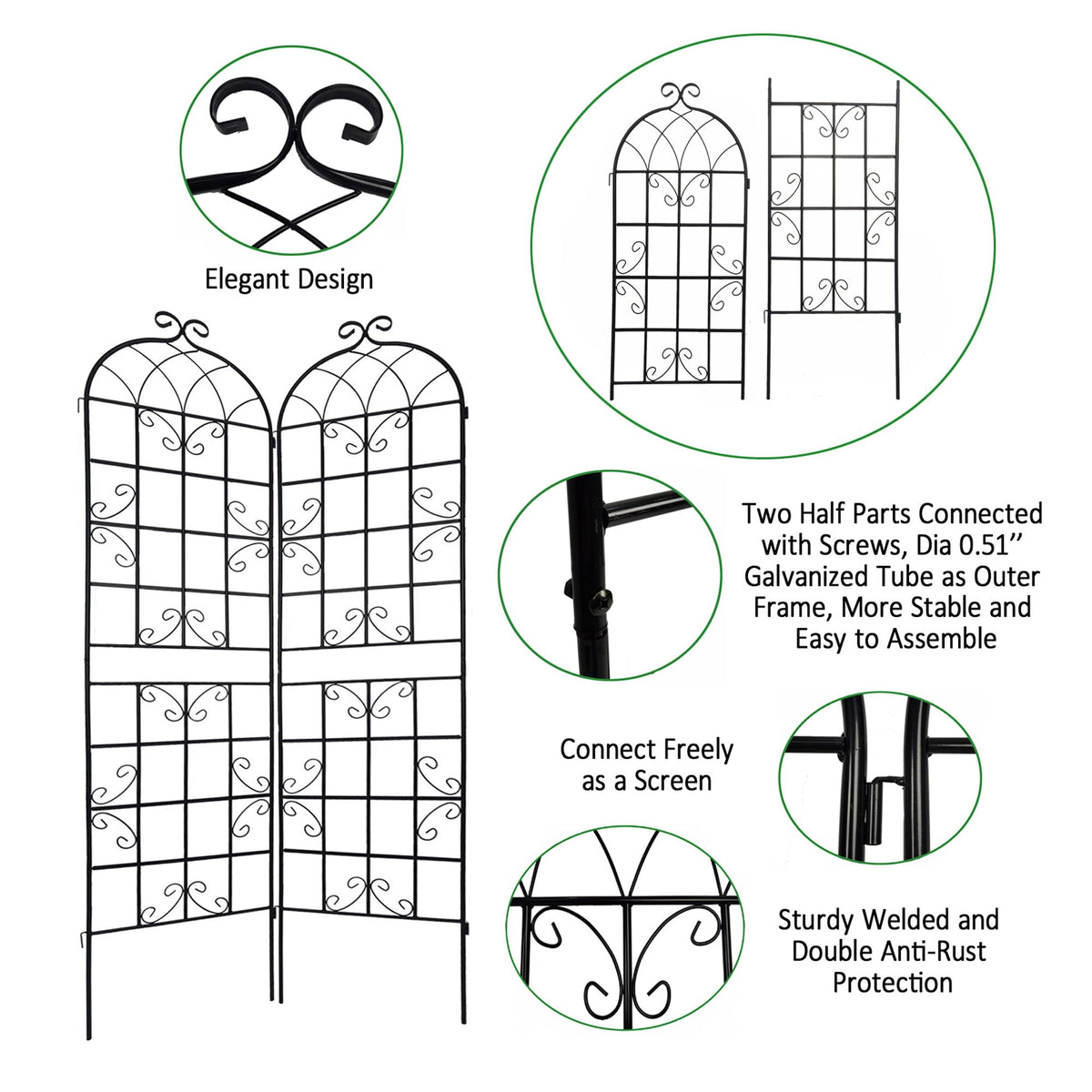Metal Garden Rustproof Trellis for Climbing Plants – Outdoor Flower Support