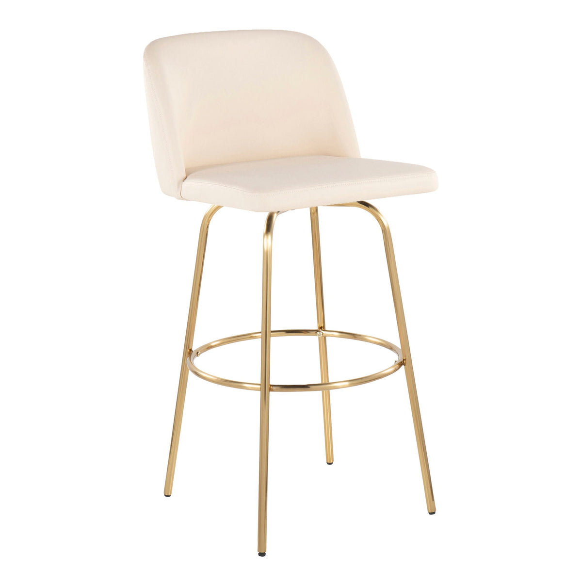Contemporary Swivel Barstool Set with Round Footrest - Multiple Colors