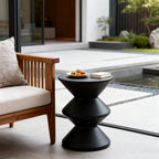 Modern Concrete Side Table with Matte Black Finish - Outdoor & Indoor