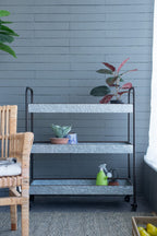 Homestead Galvanized 3-Tier Etageres Shelf Display with Metal Construction - Metallic Gray