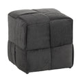 Square Ottoman Foot Rest with Woven Corduroy Design - Fabric