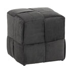 Square Ottoman Foot Rest with Woven Corduroy Design - Fabric