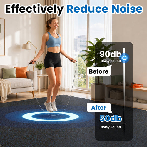 0.6 Inch Thick Gym Floor Mats with Interlocking Design - Black+Blue