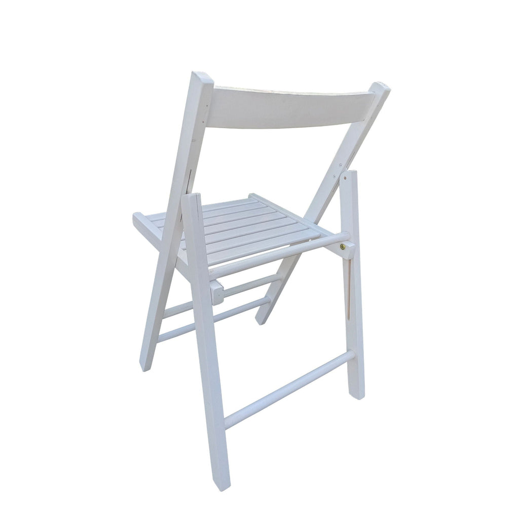 White Folding Chair Set with Foldable Design - Solid Wood