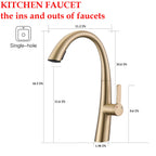 Stainless Steel Pull Out Kitchen Faucet with High Arch Spout - Black or Gold