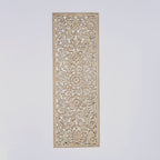 Floral Hand Carved Mandala Rectangle Wall Decor with Mirror - Antique Brown / White