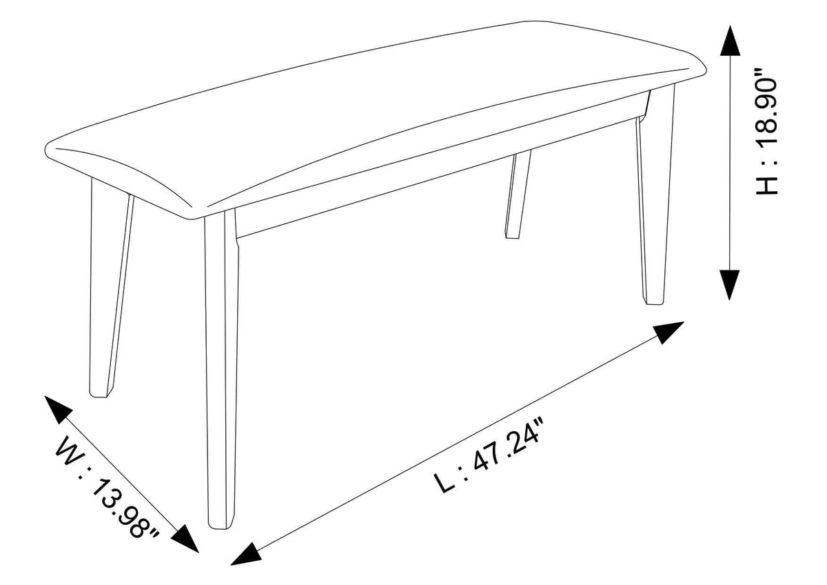 Carlos Upholstered Bench with High Density Foam Cushion - Gray