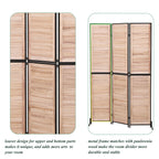 Rustic 3 Panel Room Divider with Metal Frame - Black or Light Brown