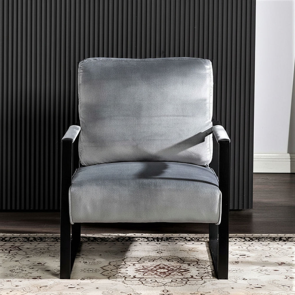 Classic Mid Century Modern Accent Chair with Square Metal Frame - Multiple Colors