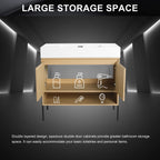 Modern Bathroom Vanity Combo with Single Resin Sink and Storage Cabinet - Light Brown
