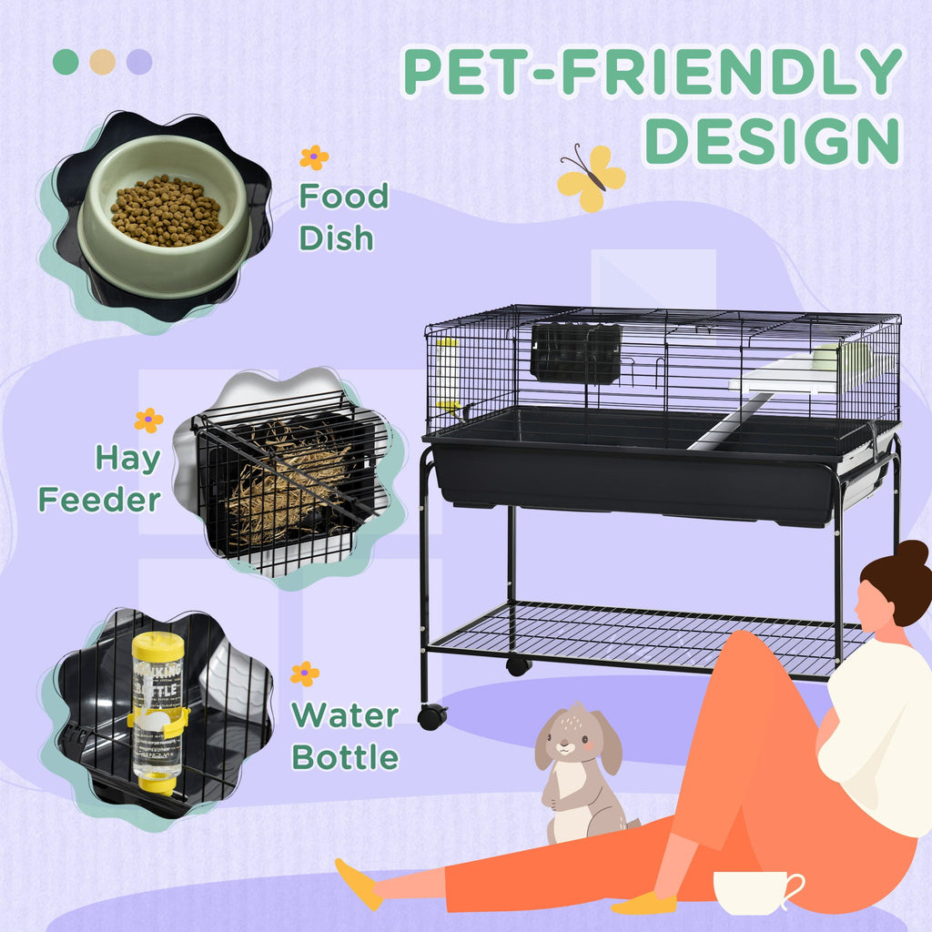 Small Animal Cage with Removable Stand and Wheels - Black