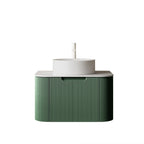 DINA 24" Floating Bathroom Vanity with Curved Edges and Ceramic Sink - Dark Green