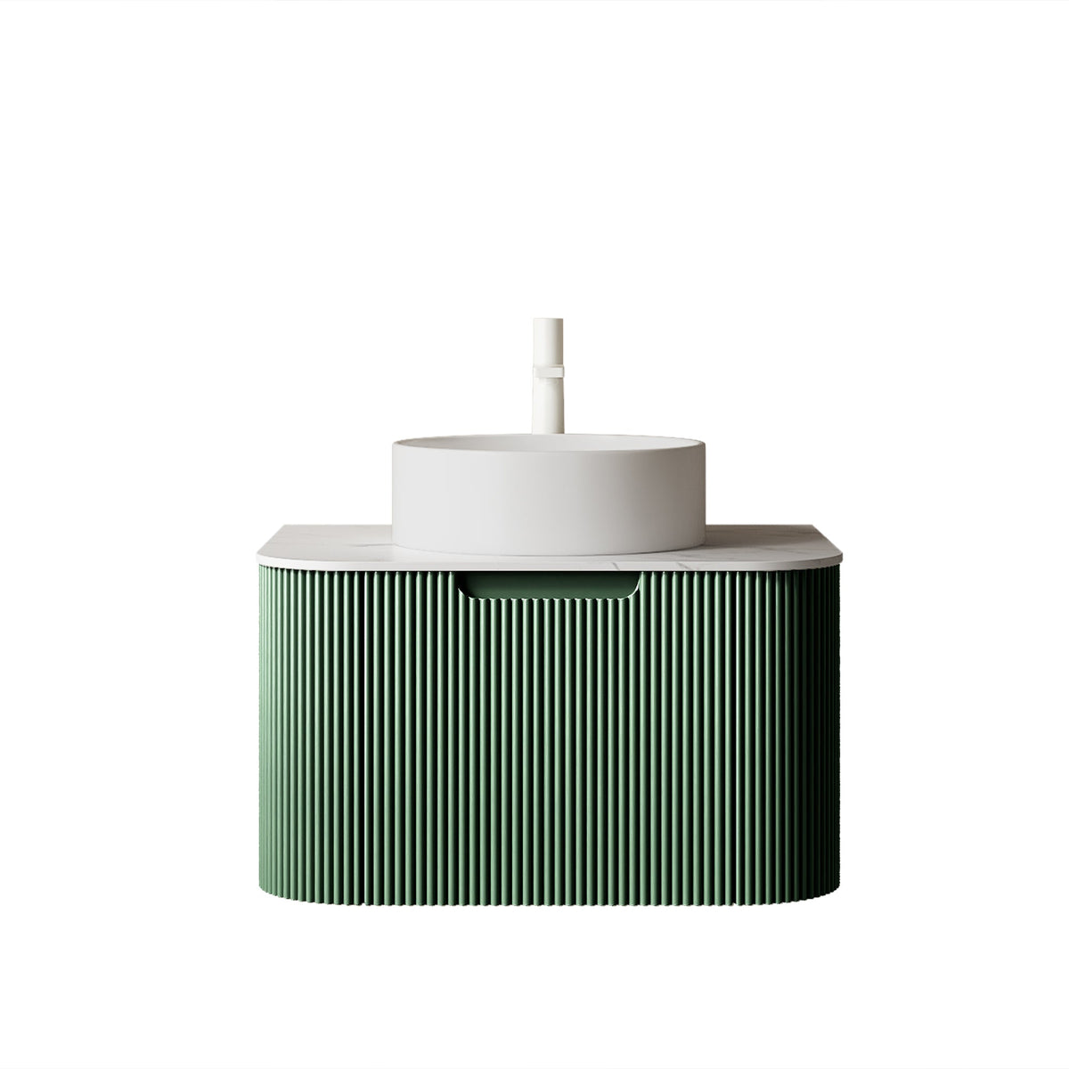 DINA 24" Floating Bathroom Vanity with Curved Edges and Ceramic Sink - Dark Green