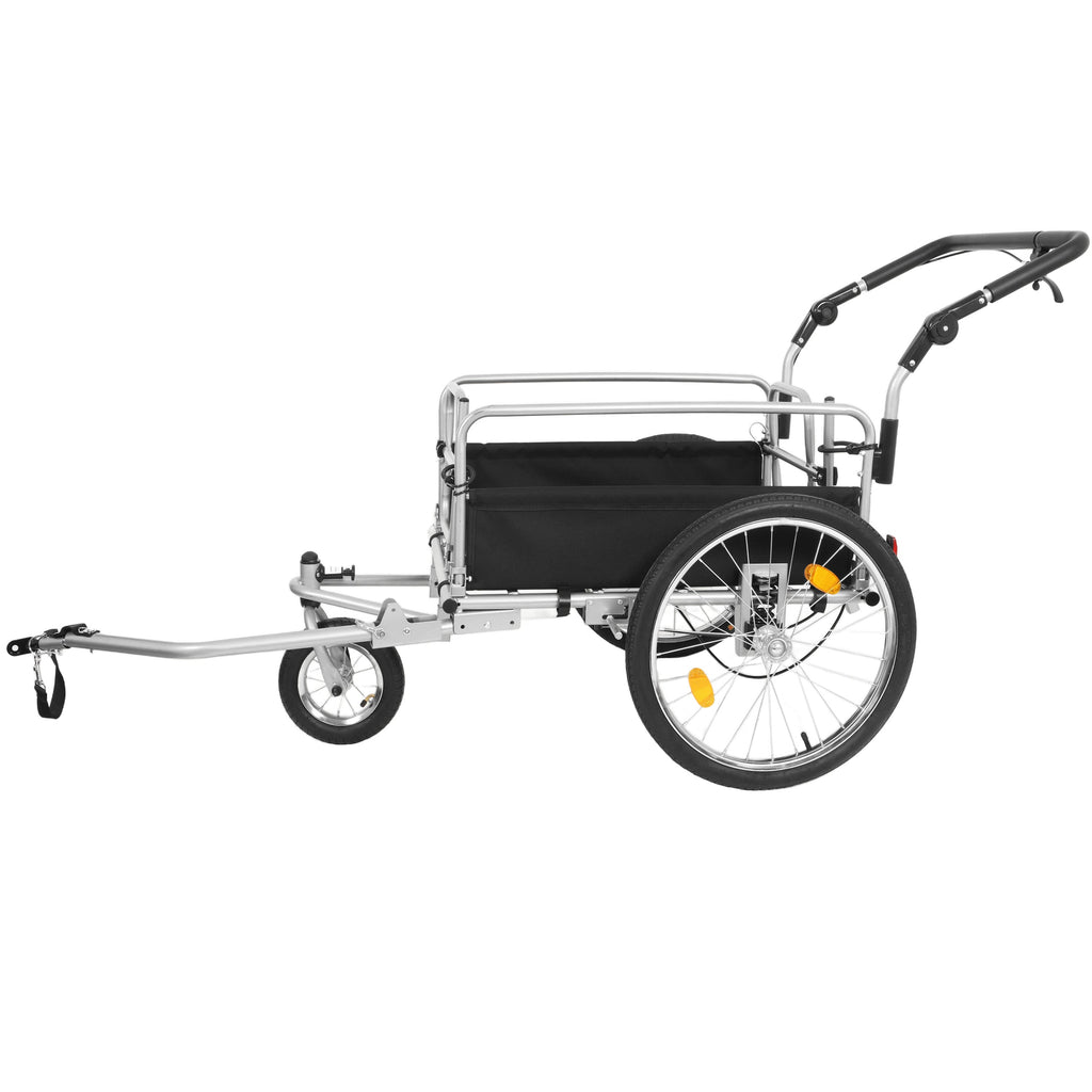 3-in-1 Heavy-Duty Bike Cargo Trailer with Steel Frame & Suspension - Black + Gray