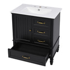 30" Bathroom Vanity with Sink and Soft-Close Drawers - White or Black