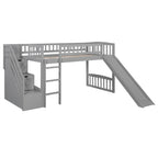 Loft Stairway Bed with Drawers and Convertible Ladder - Twin