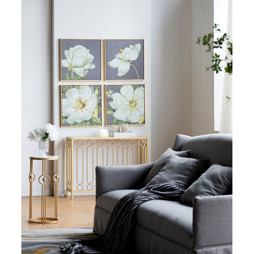 Botanical Wall Art Prints with Premium Frames - Gray (Set of 4)