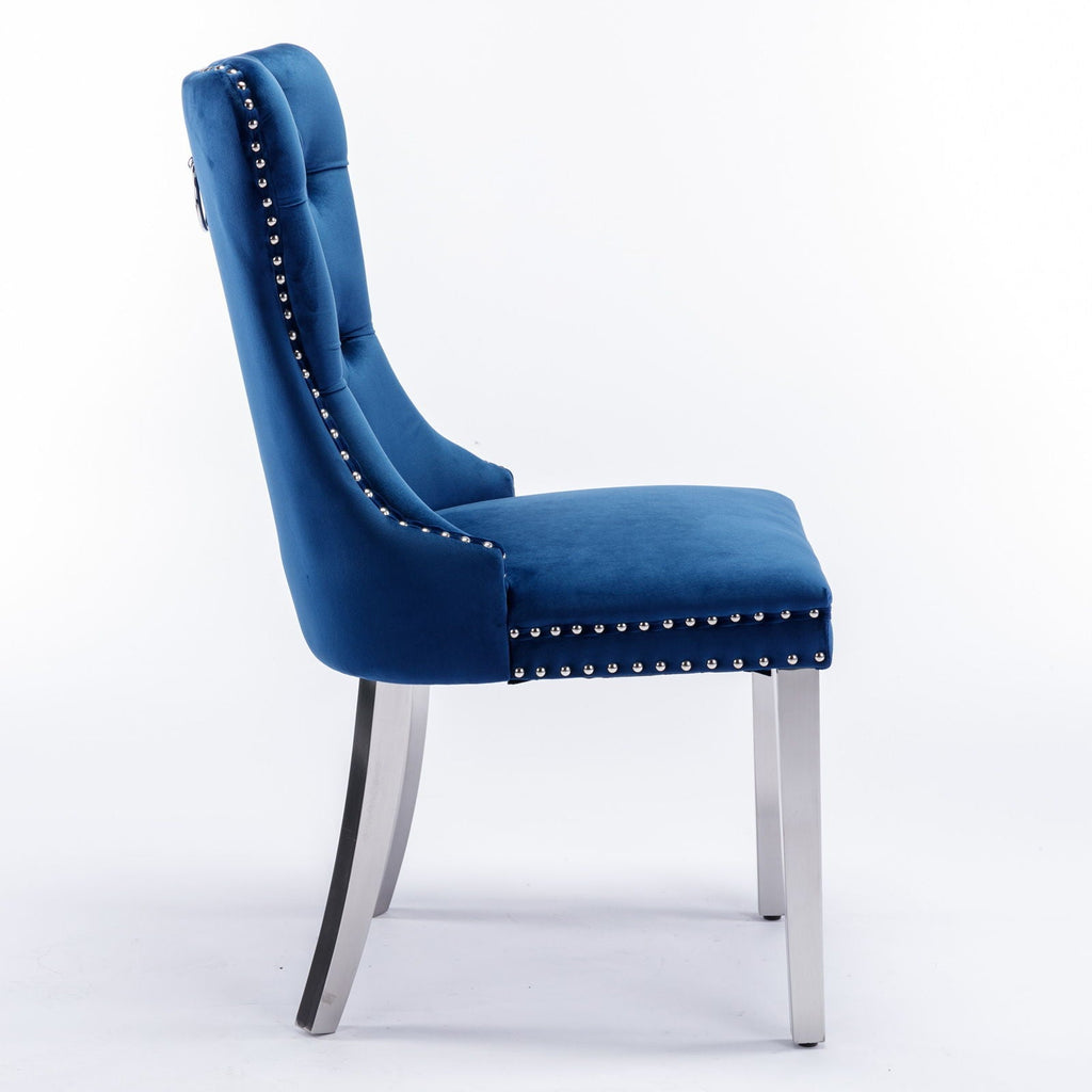Contemporary Upholstered Dining Chair Set with Nailhead Trim - Multiple Colors