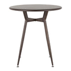 Industrial Round Dinette Table with Metal Legs - Antique