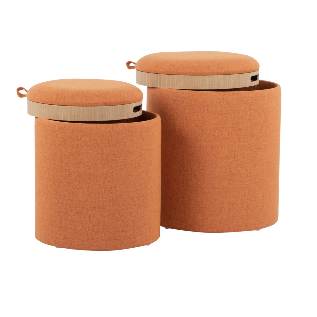 Contemporary Nesting Ottoman Set with Flip Tray Top - Multiple Colors