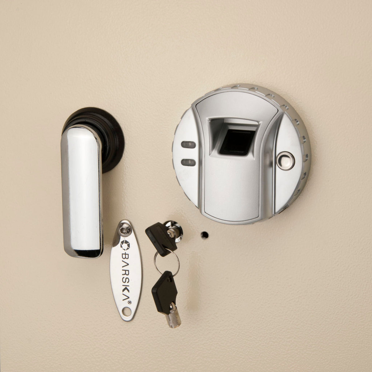 Beige Biometric Wall Safe with Fingerprint Access - Durable Steel
