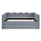 Gingham Daybed with USB Charging Port and Wave-Shaped Design - Multiple Colors