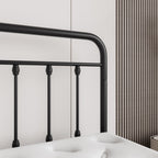 Victorian-Style Steel Bed Frame with Powder-Coated Finish - Black