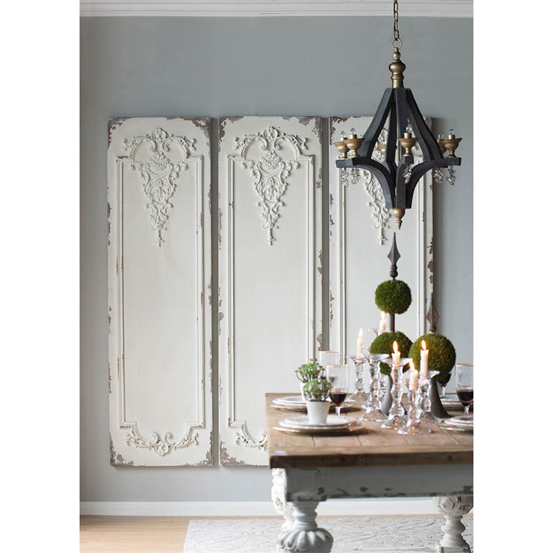 Large Wooden Rectangle Hanging Panels - Set of 3, White