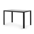 Black Dining Table with Tempered Glass Top and Metal Frame