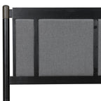 Solid Wood Queen Bed with 500 lbs Support and Fabric Headboard - Dark Grey
