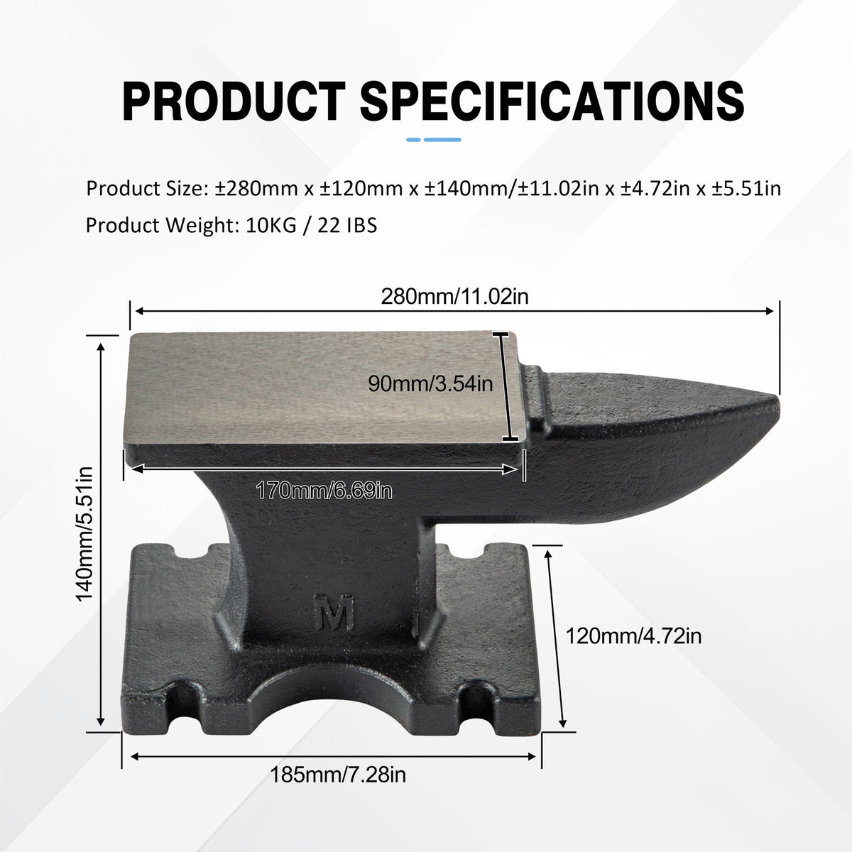 Single Horn Anvil with Stable Base - Black