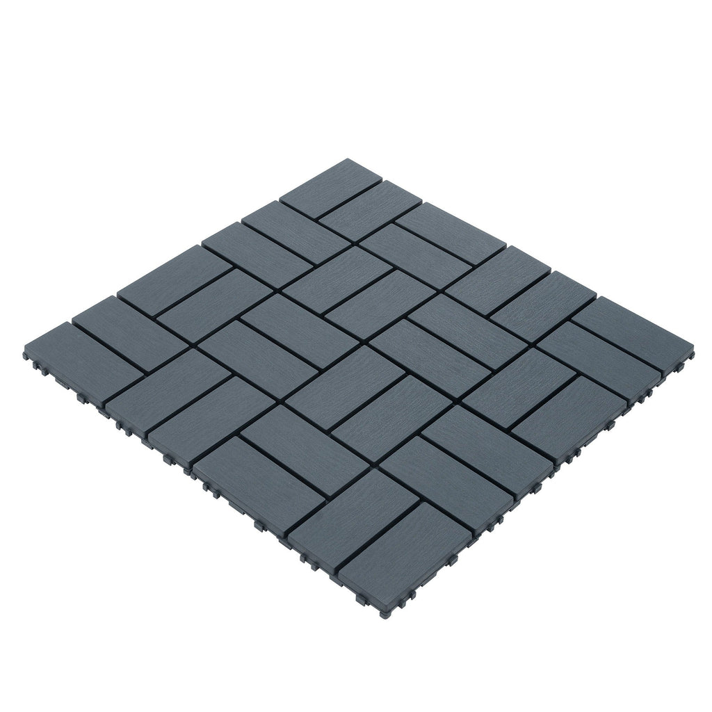 Plastic Interlocking Deck Tiles with Waterproof Drainage - Dark Gray or Brown