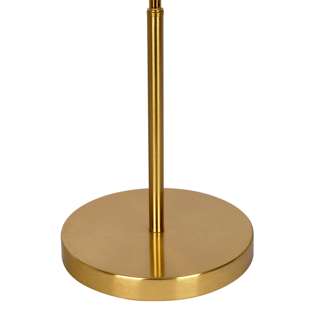 Ornate Ring Base Curved Table Lamp with Triangle Drum Shade - Gold / White