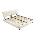 Tufted Headboard Upholstered Bed with Ultra-Soft Cloud Pillow Design - White or Black
