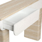 Entryway Table with 2 Hidden Handle Drawers – Beige / Yellow